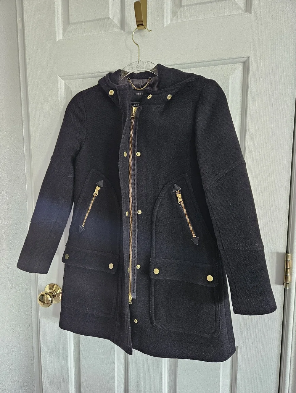 NWOT J.Crew Chateau Wool Italian Stadium Cloth Hooded Parka- 000Petite - Picture 5 of 7